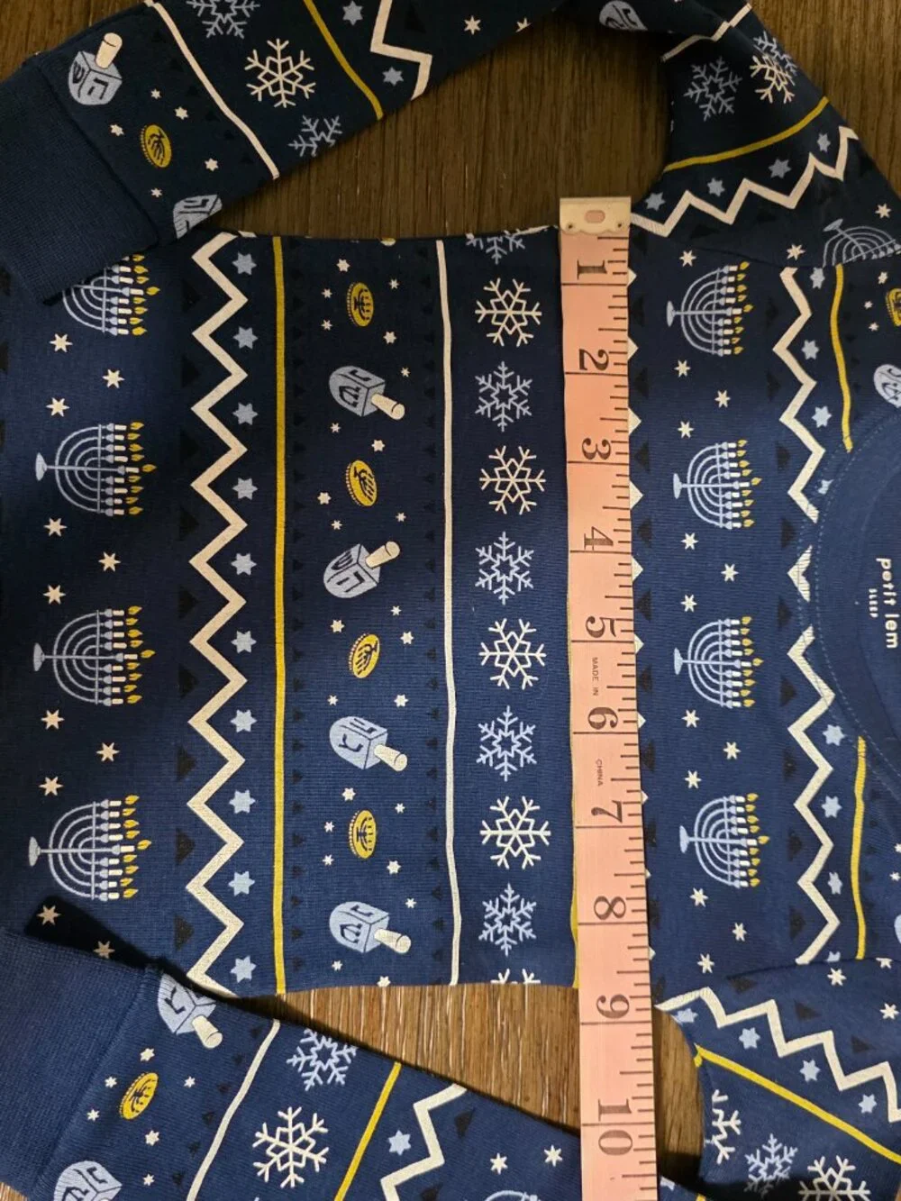 Petit Lem Hanukkah Fair Isle Organic Cotton Pajamas NWT 2T Blue Holiday
